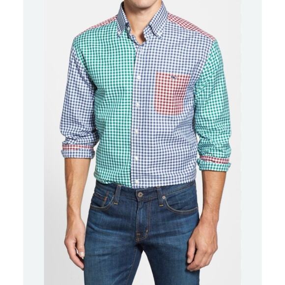Vineyard Vines Carleton Gingham Party Slim Fit Tucker Button Down Shirt Size M - Picture 2 of 12